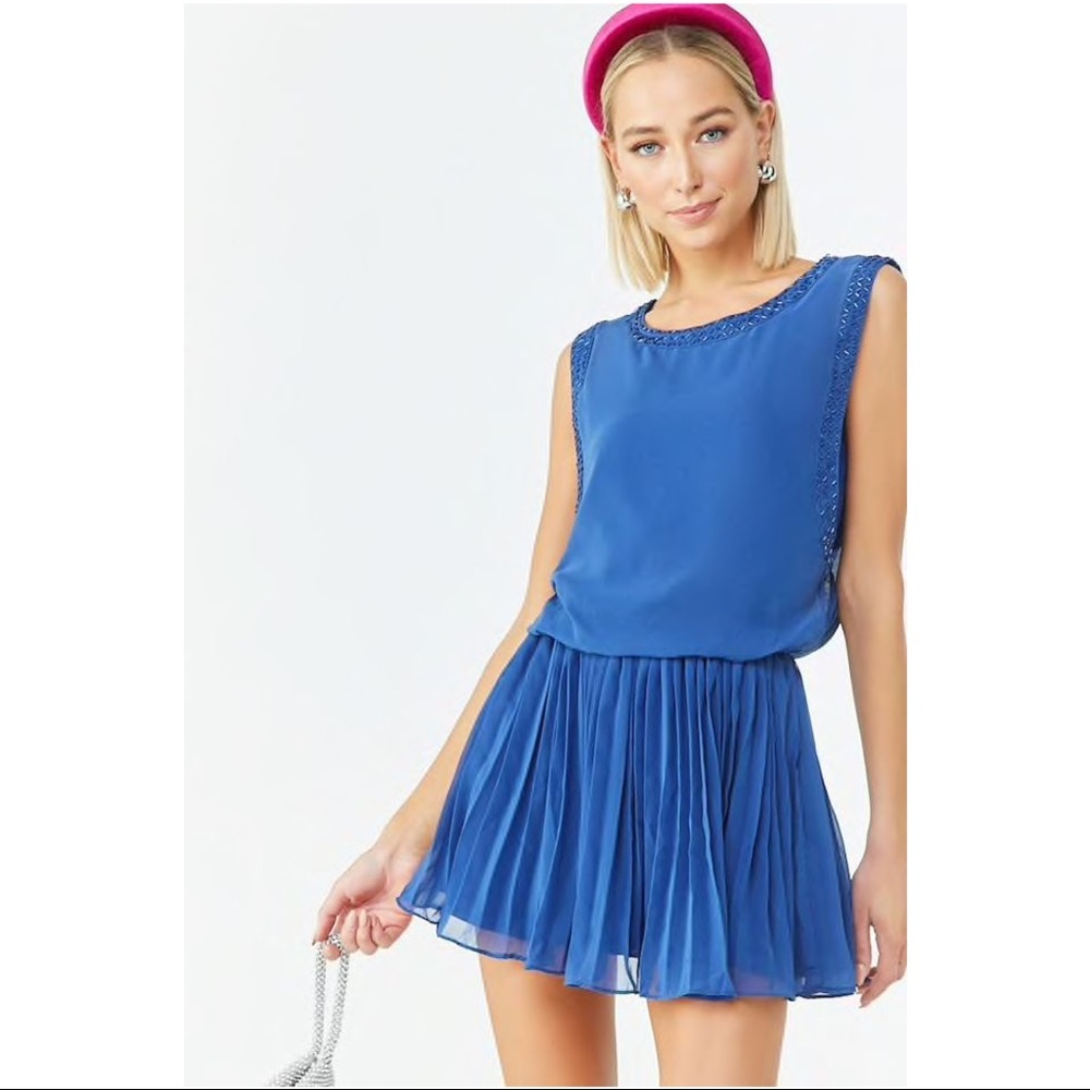 Forever 21 blue beaded chiffon dress